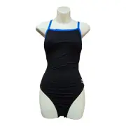 Speedo Women's Endurance Flyback One Piece Swimsuit, Black/Blue, Size 8/34 New