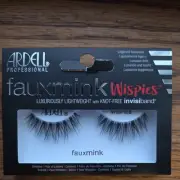 Ardell Professional Eyelashes Fauxmink Wispies Black w/ Knotfree invisiband NEW!