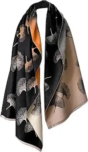 [generic] Elegant Leaf Print Warm Poncho Shawl Wrap for Women Soft Warm Stylish Oversized Scarf Wrap
