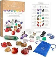 Crystals and Healing Stones Advent Calendar 2022 - Christmas Countdown with 24 Chakra Crystals and Healing Stones including Amethyst, Carnelian & Rose Quartz, Healing Crystals, Crystal Decor