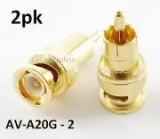 2pk Gold BNC Male Plug to RCA Plug Audio/Video Adapter