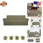 Khaki Stretch Sofa Slipcover - 1 Piece Soft Elastic Cover, Durable & Washable