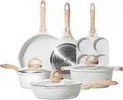 JEETEE Non Stick Pots and Pan Set, White Induction Cookware Sets, Small Kitchen Appliances, Kitchen Pots and Pans Set, 12 Pieces Cooking Pan Set w/Frying Pan, Saucepan, Saute/Egg Pan (PFOA Free)