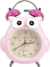 Meyaus 3in Small Owl Twin Bell Loud Metal Alarm Clock Silent Analog Quartz Nightlight Clock