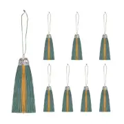 8Pcs 9.8" Silky Tassels, Handmade Soft Floss Tassels (Hooker's Green, Orange)