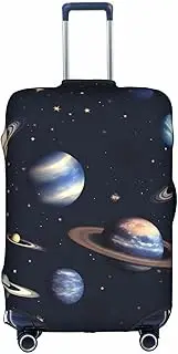 [Pvinnk] Planet Stars and Milky Way Galaxy Print Protective Luggage Cover Elastic Washable Suitcase Protector Travel Gear Protector, White, X-Large