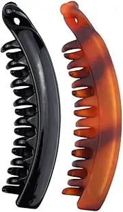 2Pcs Hair Clips, Banana Clip, Claw Clip Banana Hair Clips, Claw Clips For Thick Hair, Large Claw Clips For Thick Hair, 2Pcs (Black And Tortoise Shell Color)