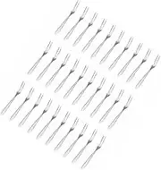 HOLIDYOYO 30 Pcs Fruit Fork Serving Fruit Forks Picks Reusable Skewers Stainless Steel Silver