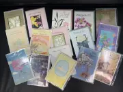 VINTAGE GREETING CARDS UNUSED WITH ENVELOPES/PLASTIC SHIELDS "SET OF 16"
