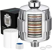 Shower Filter for Hard Water – 20-Stage High Output Shower Head Filter with Vitamin C & KDF for Chlorine Removal, Skin & Hair Care, Easy Installation, Universal Fit