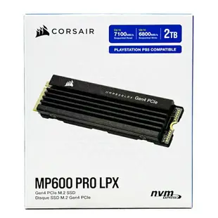 PS5 海盜船《CORSAIR MP600 PRO 2TB PCIe Gen4 M.2 固態硬碟》PS5適用 另有1TB