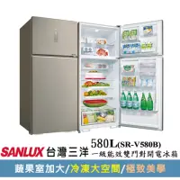 在飛比找momo購物網優惠-【SANLUX 台灣三洋】◆580公升一級能效變頻雙門冰箱(