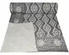 Indian Brown Hand block Print Kantha Quilt,Blanket Cotton Queen Bedspread Throw