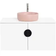 CIBO 900mm White Mornington Wall Hung Bathroom Vanity With Pink Basin And Black Handle