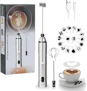 Espumador Leche Mano Con Batidor Acero Inoxidable 3 Velocidades Para Café