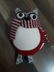 NWT Hanna’s Handiworks winter, Fabric Owl Shelf Sitter Plush. Handcrafted .