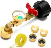 BEANPRECOY Propane Refill Adapter with Gauge and Control Valve, 90 Degree Elb...