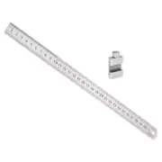Stainless Steel Ruler 30cm/12" Double Reading with 27mm Scriber Block Silver