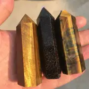 AAA+++ Natural Tiger eye jasper Quartz Obelisk Crystal Wand Point Healing 1pc