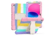 For Apple iPad 6th/5th Generation /Air 1/Air 2 9.7 inch Kids Friendly Hybrid Fancy Shockproof Heavy Duty Kickstand Case Cover (Rainbow Stand)