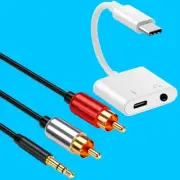 Type-C to 3.5mm Audio Adapter&3.5mm to 2-Male RCA Cable for Huawei Mate 10 Pro