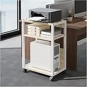 Printer Table 3-Tier Printer Stand CPU Tower Stand Adjustable Printer Cart, Machine Cart with Wheels, Rolling Storage Rack for Office and Home Printer Cart