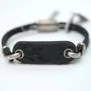 NWT DAVID YURMAN Waves Carved Black Onyx ID Leather Bracelet Medium
