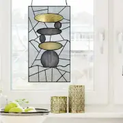 Tiffany Style Balancing Rock Cairn Stained Glass Window Panel Zen Suncatcher 18"
