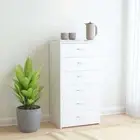 vidaXL Sideboard with 6 Drawers White 50x34x96 cm Engineered Wood HEE