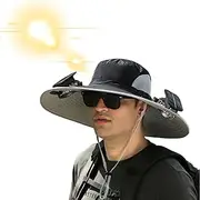 [Generic] Hat with Fans Solar Power, USB & Solar Powered Fan Hat Wide Brim Outdoor Fishing