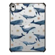 iPad 10.9-inch (10th gen) iPad Impact Case Cute watercolor whale. Blue whale, narwhal, Gold stars, oceans, sea stars