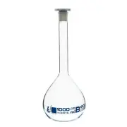 Eisco Labs 1000ml Volumetric Flask with Stopper - Class B - Borosilicate Glass
