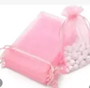 100Pcs Organza Bags with Drawstring 5x7inch, Pink Baby Shower Favor Bags