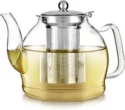 Teabloom Dublin Glass Teapot – Fine Borosilicate Glass – Stovetop and Microwave Safe – Removable Stainless Infuser – Ideal for Loose Leaf Tea – Large Capacity – 40 oz. / 1200 ml (4-5 Cups)