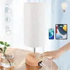 Bedside Lamp with USB A+C Port - Touch Control Table Lamp for Bedroom Wood 3 ...