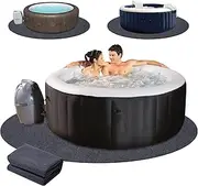ALYCLIP 100 Inch Dia Round Inflatable Hot Tub Mat ，Absorbent Spa Pool Ground Base Flooring Protector Mat - Waterproof Slip-Proof Backing for Protect Hot Tub Pool from Wear in Outdoor Indoor