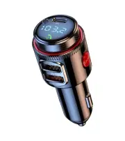 Car Bluetooth Adapter, Wireless FM Transmitter, USB C&QC3.0 Dual Fast Chargin...