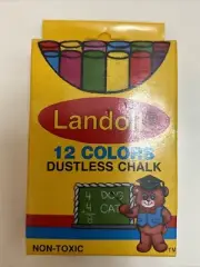 Landoll 12 Colors Dustless Chalk Non Toxic Dated 1988 New Old Stock