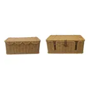 Cable Management Box Handmade Rattan Case Open Slots Cords Tidy Case with Lid