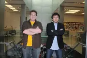 Actors Nate Torrence Masi Oka attend the "Get Smart" iTunes in-sto- Old Photo 5