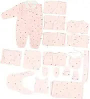 [Minkissy] Infant Baby Outfit for Spring Long Sleeves Jumpsuit Bib Hat Toddler Outfit Set Breathable Material
