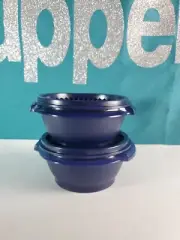 Tupperware 10 ounce Servalier Dark Blue Set of 2 New