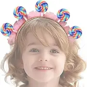 [Generic] Lollipop Headband - Sweet Style Pink Children's Lollipop Hair Band | Comfortable Candy Headband Lollipop | Festive Candy Cane Headband for Photoshoots and parties
