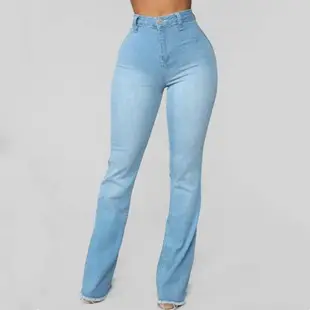 2022 Fashion elastic jeans women ladies jeans pants 女微喇褲