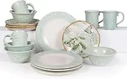 [Fitz and Floyd] Toulouse Green 16 Piece Dinnerware Set, Service for 4, Green
