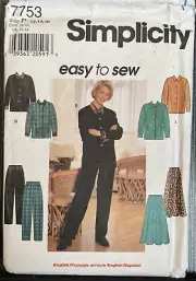 SIMPLICITY 7753 MISSES TOPS PANTS & SKIRT PATTERN-UNCUT-SIZES-12-14-16