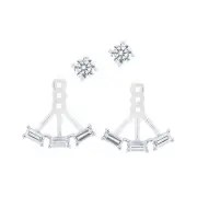 Authentic Crislu Baguette Earring Jackets, Sterling Platinum