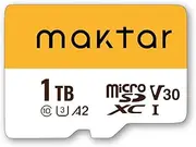 Maktar Official MicroSD 1TB (Compatible with Qubii All Series), Micro SD Card, UHS-I A2, Gopro Switch, Smartphone, Tablet, PC, Dash Camera, Compatible with 2 Years Warranty