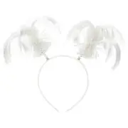 White Ponytail Headbopper with Tinsel