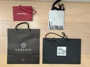 New Lot of 4 Salvatore Ferragamo, Versace, Saks Fifth Ave Gift Shopping Bags